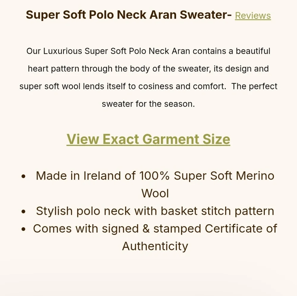 NWT - Aran Mor Women's 100% Merino Wool Polo Neck Sweater - Made In Ireland - M - Picture 11 of 11